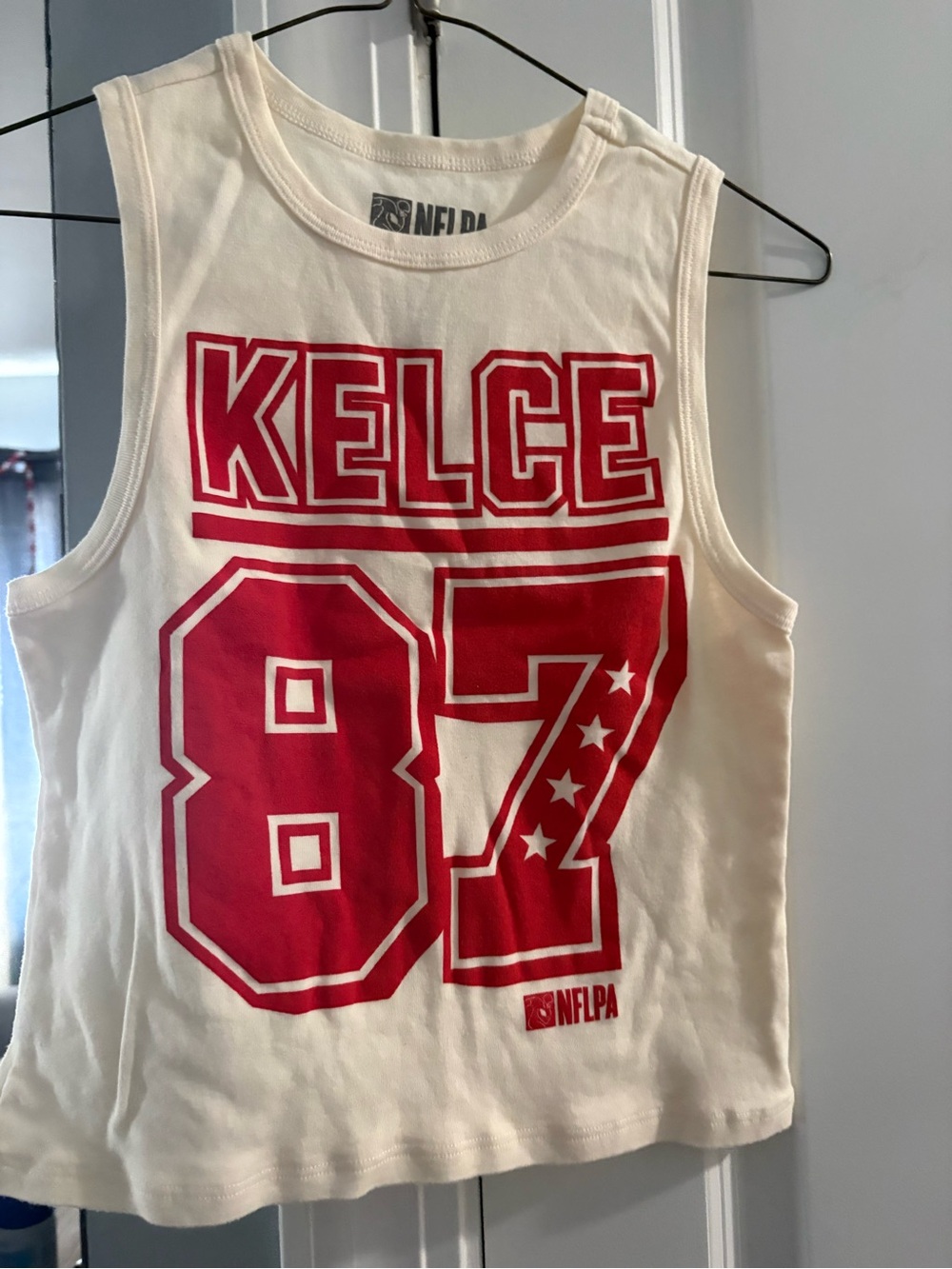 LPA White Tank Top with Red Kelce 87 Graphic